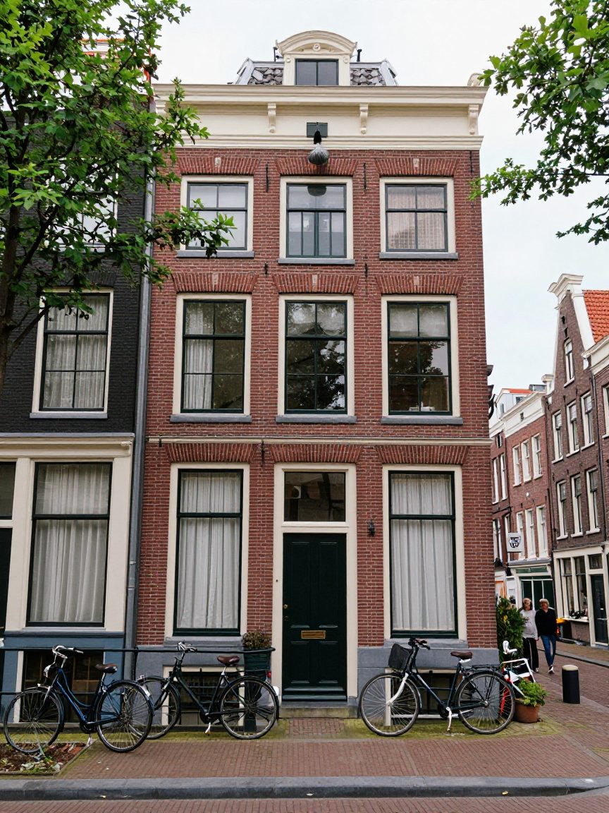 Facade of the studio building on a quiet street